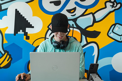 Clicker Working on Clickit offices
